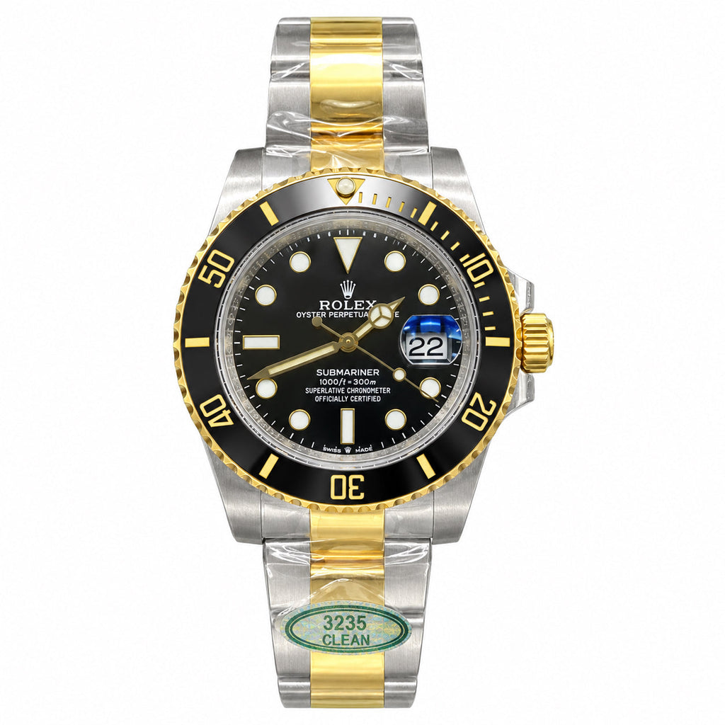Rolex Submariner Date Oystersteel Yellow Gold Black Ceramic Bezel Black Dial Oyster Bracelet Watch 41mm