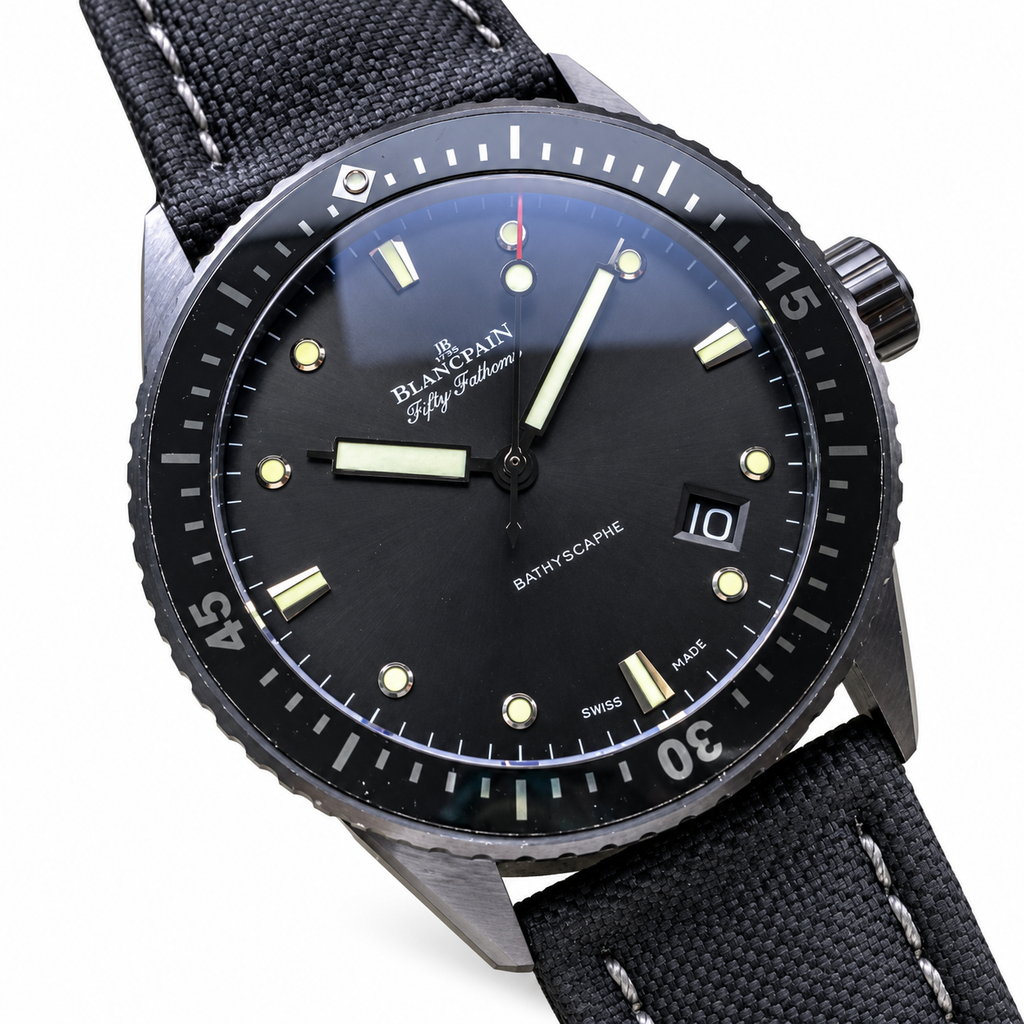 Blancpain Fifty Fathoms Bathyscaphe Black Dial Date Steel Dive Watch
