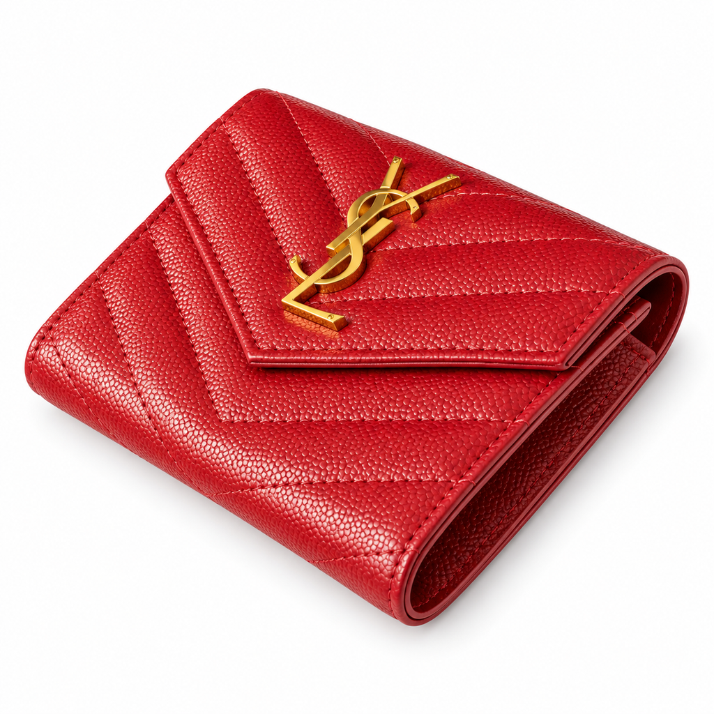 YSL Saint Laurent Monogramme Small Wallet – Red