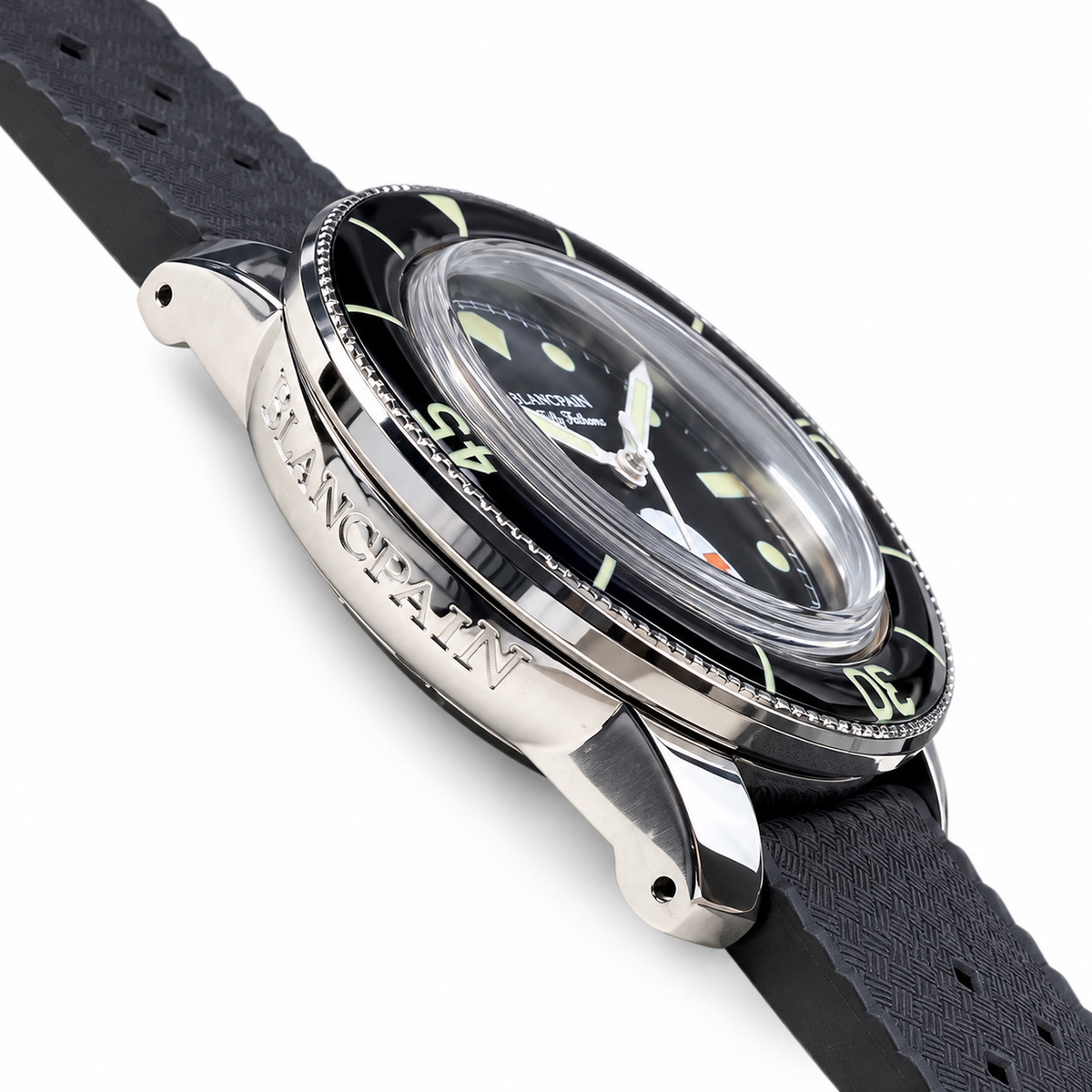 Blancpain Fifty Fathoms No Rad Black Lume Dots Power Reserve Rubber Diver Watch