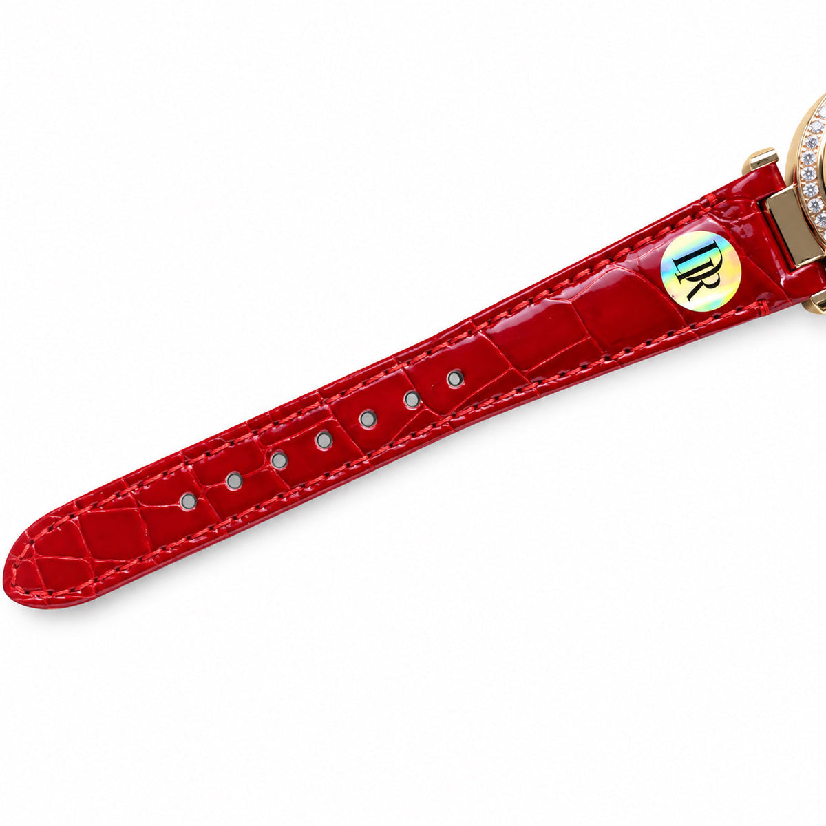 Cartier Pasha Rose Gold Diamond Bezel Red Leather Watch