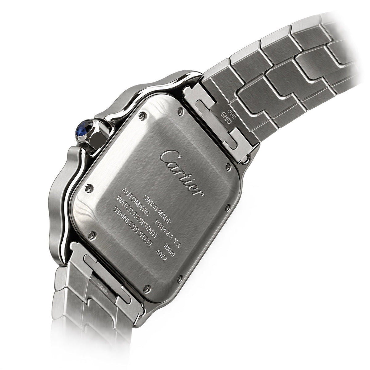 Cartier Santos Large — Stainless Steel, White Dial, Roman Numerals & Steel Bracelet, Automatic