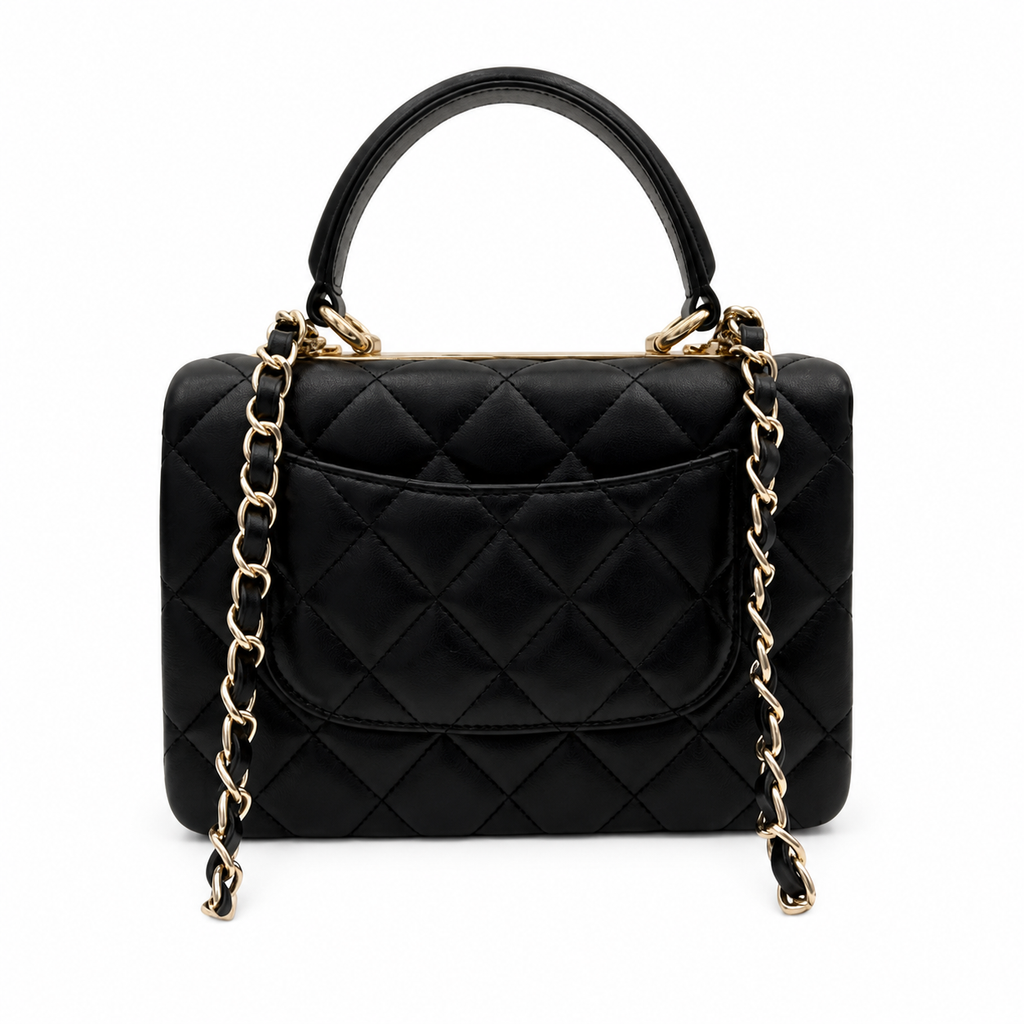 Chanel Trendy CC Small Top Handle Flap Bag Black Lambskin Gold
