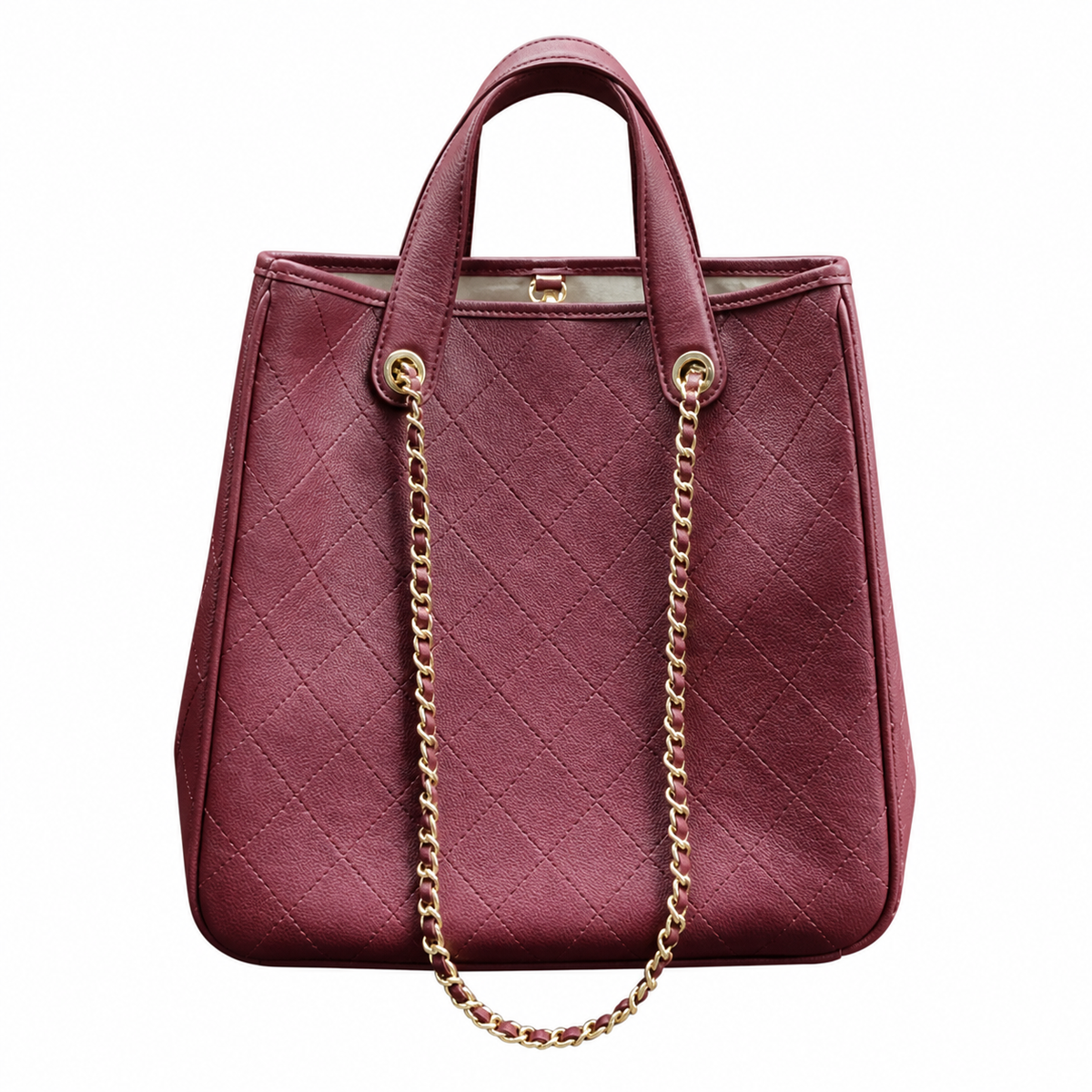 Chanel Grand Shopping Tote Burgundy CC Logo Chain Bag