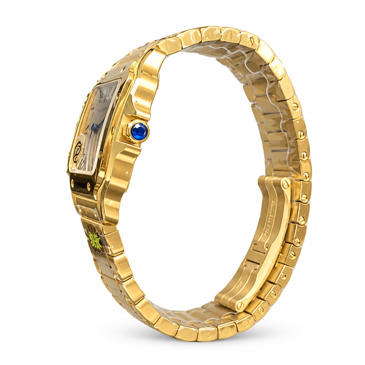 Cartier Santos Medium Yellow Gold White Dial Automatic Gold Bracelet Watch – KDY